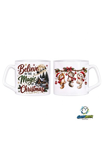 Ghostbastır Design Kedili Noel | Yılbaşı Kupa Bardak - 1 Adet 1014