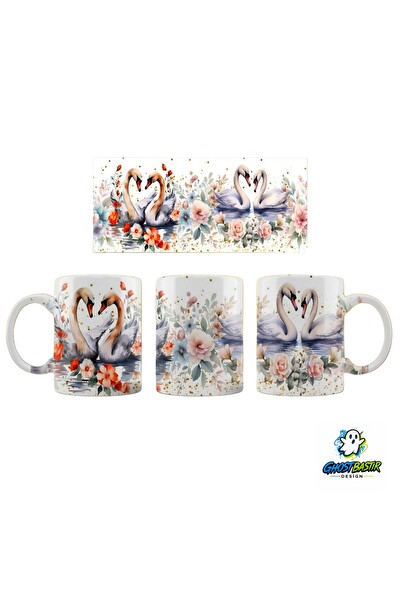 Ghostbastır Design Kuğulu Kupa Bardak - 1 Adet K0291