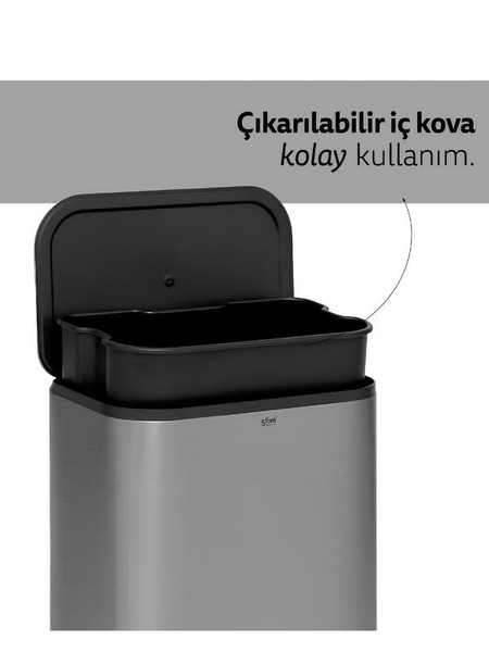 5five Titan Metal Pedallı 5 L Çelik Çöp Kovası