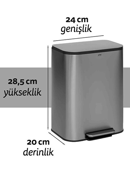 5five Titan Metal Pedallı 5 L Çelik Çöp Kovası