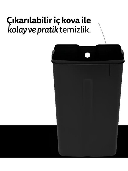 5five Ariane Metal Pedallı 20 L Siyah Çöp Kovası