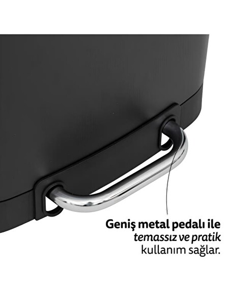5five Ariane Metal Pedallı 20 L Siyah Çöp Kovası