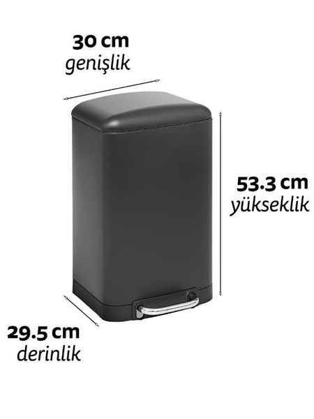5five Ariane Metal Pedallı 20 L Siyah Çöp Kovası