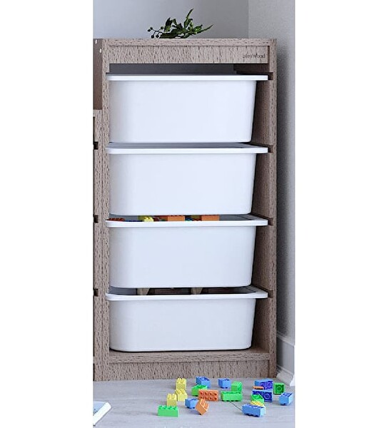 Bienwood Ahşap MDF 4 Raflı Plastik Çekmeceli Düzenleyici