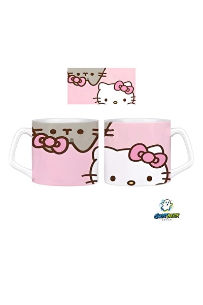 Ghostbastır Design Pusheen ve Hello Kitty Kupa Bardak - 1 Adet 0686