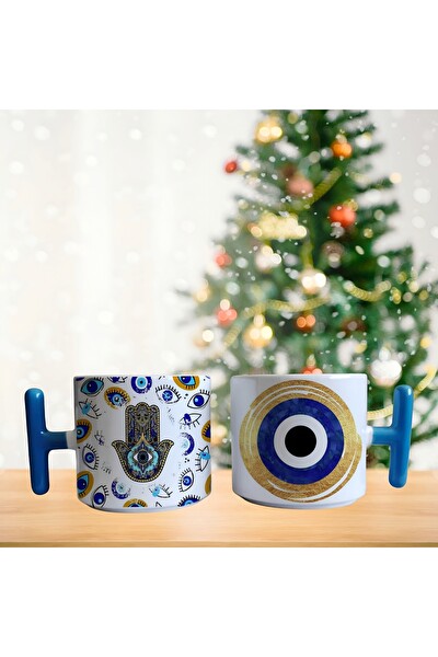 Ghostbastır Design Nazar Boncuklu Kupa Bardak - 1 Adet 0334