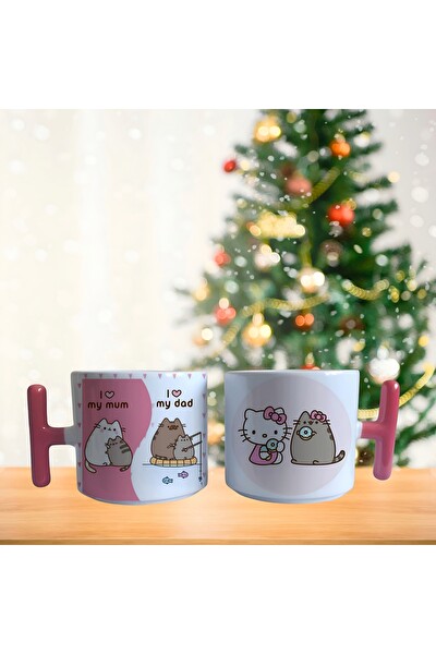 Ghostbastır Design Pusheen ve Hello Kitty Kupa Bardak - 1 Adet 0383