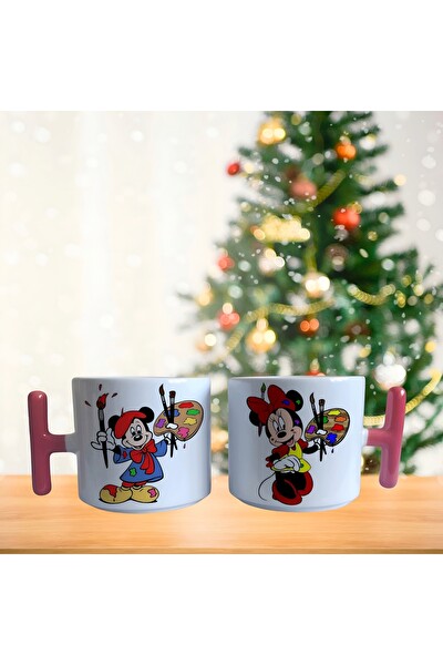 Ghostbastır Design Ressam Mickey ve Minnie Kahve Fincan Takımı 021