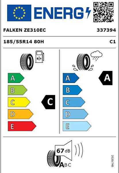 Falken Ziex ZE310 Ecorun 185/55R14 TL 80H Oto Yaz Lastiği Üretim Yılı: 2024