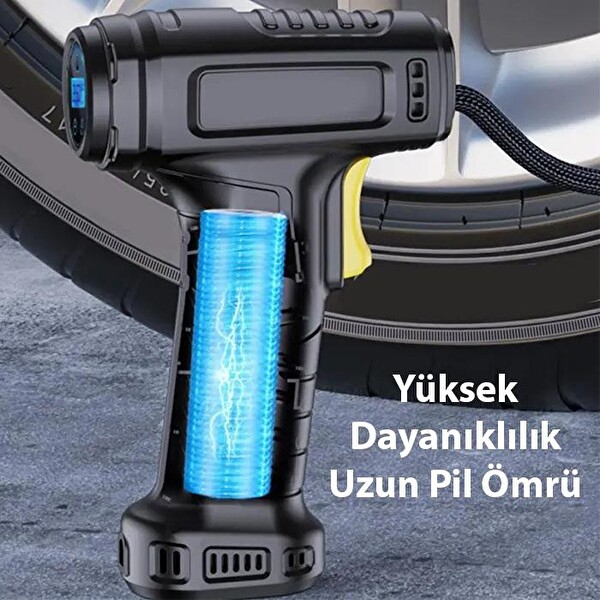 ZHL Tools 120W Kablosuz Basınç Göstergeli Mini Hava Pompası Kompresör