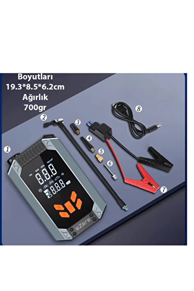 Ezere ST-9632D Taşınabilir Araç Lastik Şişirme Ve Starter Akü Takviye Seti