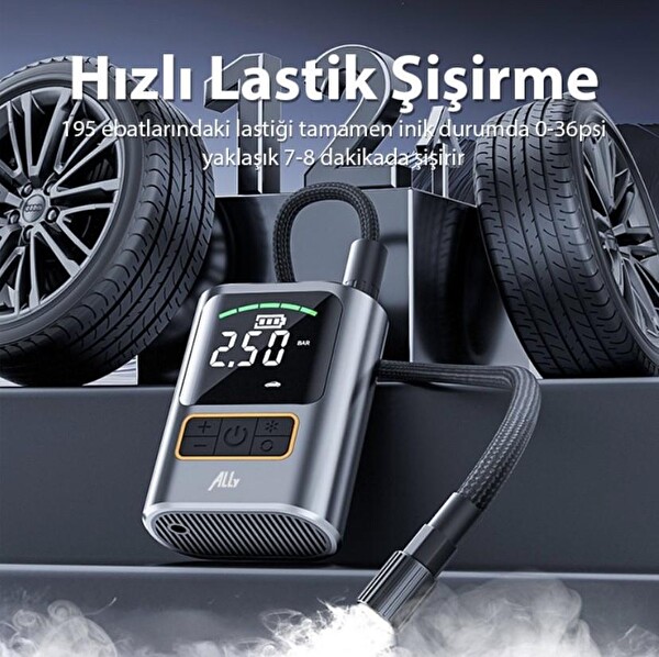 Ally ST-5528 Dijital Basınç Göstergeli Oto Lastik Şişirme Pompası Hava Kompresörü