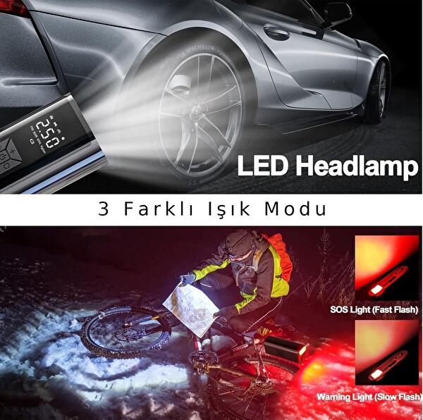 Valkyrie 100W 6000 mAh Şarjlı LED Işıklı Çok Amaçlı Hava Pompası