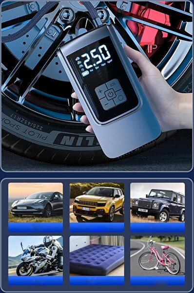 Valkyrie 150PSI 6000mAh Şarjlı Araba Top Bisiklet Hava Pompası LED Akıllı Powerbank