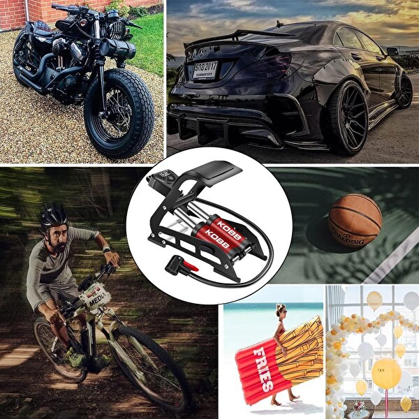 Kobb KB5402D Çift Pistonlu Dokunmatik Dijital Basınç Göstergeli Ayak Pompası - Taşıma Kılıfı