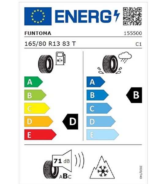 Funtoma 165/80 R13 TL 83T ROADFUN WINTER Oto Kış Lastiği (Üretim Tarihi:2025)