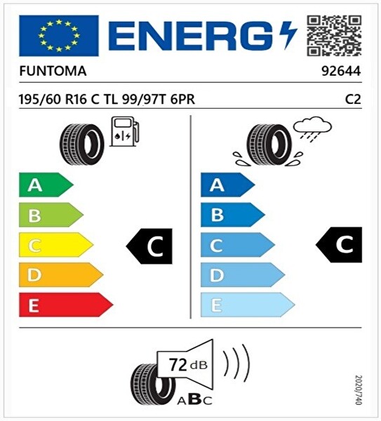 Funtoma 195/60 R16 C TL 99/97T 6PR VANFUN WINTER Kamyonet Kış Lastiği (Üretim Tarihi:2025)