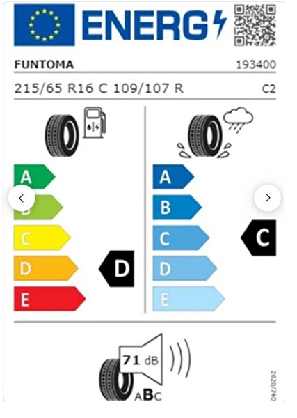 Funtoma 215/65 R16 C TL 109/107R 8PR VANFUN Kamyonet Yaz Lastiği (Üretim Tarihi:2025)