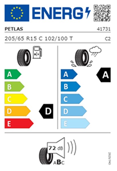 Petlas 205/65 R15 C TL 102/100T 8PR Full Power PT825 PLUS Kamyonet Yaz Lastiği - Üretim Tarihi : 2025