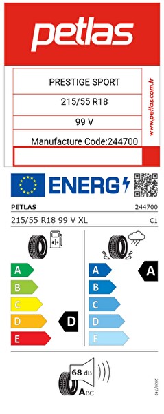 Petlas 215/55 R18 TL 99V XL Prestige Sport Yaz Lastiği - Üretim Tarihi : 2025