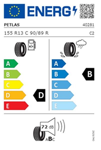 Petlas 155 R13 C TL 90/89R 8PR Full Power PLUS PT825 Kamyonet Yaz Lastiği - Üretim Tarihi : 2025