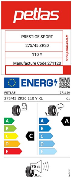 Petlas 275/45 ZR20 TL 110Y XL Prestige Sport Yaz Lastiği - Üretim Tarihi : 2025