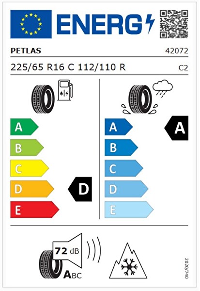 Petlas 225/65 R16 C TL 112/110R 8PR Full Grip PT935 Kış Lastiği - Üretim Tarihi : 2025