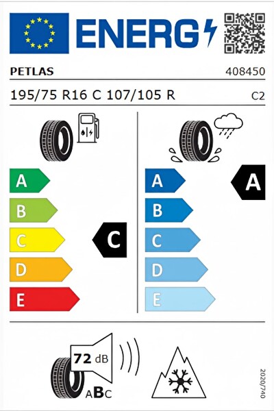 Petlas 195/75 R16 C TL 107/105R 8PR Vanmaster + A/S Kamyonet Dört Mevsim Lastiği - Üretim Tarihi : 2025