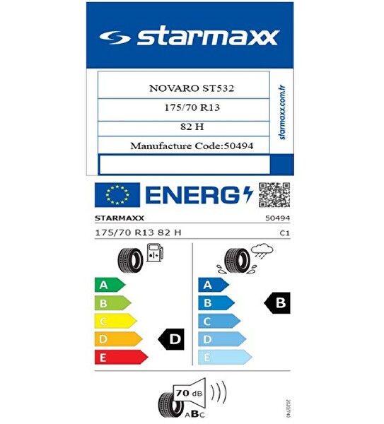 Starmaxx 175/70 R13 TL 82H Novaro ST532 Oto Yaz Lastiği - Üretim Tarihi : 2025