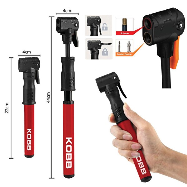 Kobb KB2203 87 PSI Bisiklet Lastik Şişirme Taşınabilir Mini El Pompası - Bisiklet Montaj Aparatı