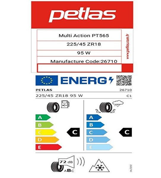 Petlas 225/45 R18 Tl 95W Reinf. Multi Action PT565 4 Mevsim Oto Lastiği - Üretim Tarihi : 2025