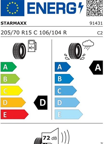 Starmaxx 205/70 R15 C TL 106/104R 8PR Provan ST850 Kamyonet Yaz Lastiği - Üretim Tarihi : 2022