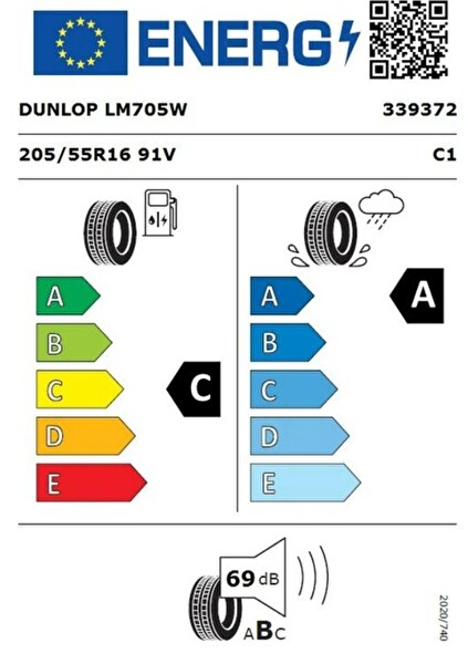 Dunlop 205/55 R16 TL 91V SP Sport LM705 Yaz Lastiği - Üretim Tarihi : 2025
