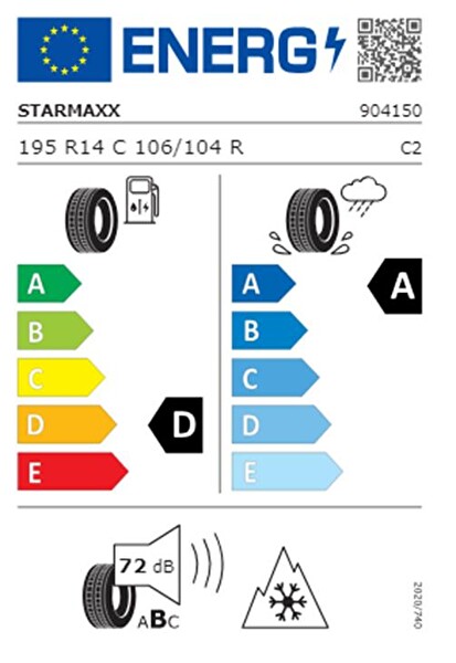 Starmaxx 195 R14 C TL 106/104R 8PR VanMaxx + A/S Kamyonet Dört Mevsim Lastiği - Üretim Tarihi : 2025