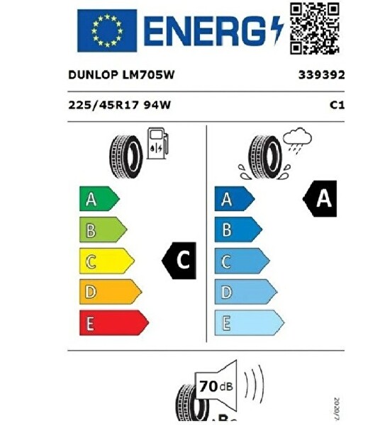 Dunlop 225/45 R17 TL 94W XL SP Sport LM705 Oto Yaz Lastiği - Üretim Tarihi : 2025