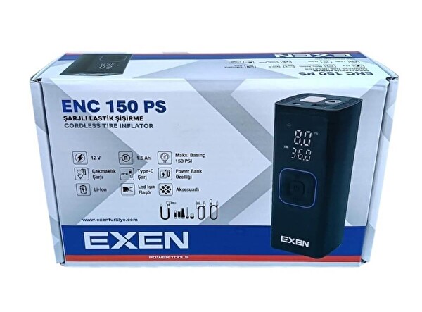 Exen ENC 150 PS Şarjlı Lastik Şişirme Pompası
