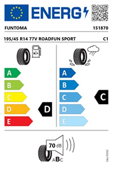 Funtoma 195/45 R14 TL 77V Roadfun Sport Yaz Lastiği - Üretim Tarihi : 2026