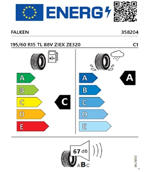 Falken 195/60 R15 TL 88V Ziex ZE320 Oto Yaz Lastiği - Üretim Tarihi : 2026