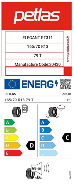 Petlas 165/70 R13 79T Elegant PT311 79T Oto Yaz Lastiği - Üretim Yılı 2026)