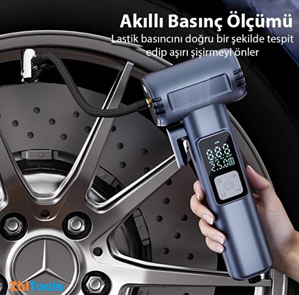 ZHL Tools ST-5530 Dijital Şarjlı Araç Lastik Şişirme Pompası - Powerbank - Penere Kırıcı
