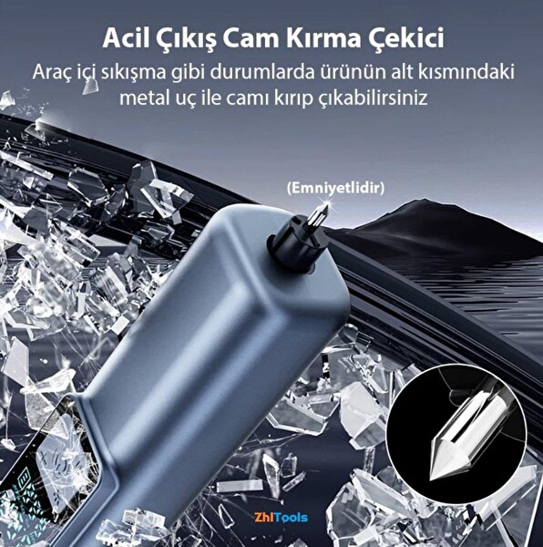 ZHL Tools ST-5530 Dijital Şarjlı Araç Lastik Şişirme Pompası - Powerbank - Penere Kırıcı