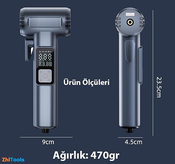 ZHL Tools ST-5530 Dijital Şarjlı Araç Lastik Şişirme Pompası - Powerbank - Penere Kırıcı