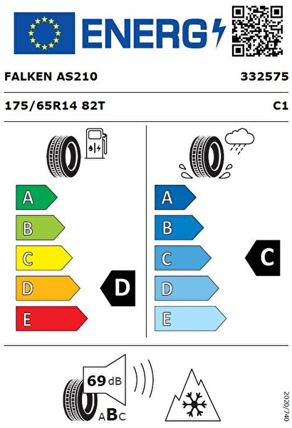 Falken 175/65 R14 Tl 82T Euroall Season As210 Dört Mevsim Lastiği - Üretim Tarihi: 2026