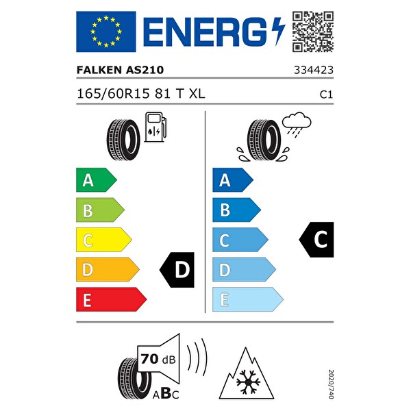 Falken Euroall Season AS210 165/60R15 81T XL M+S 3PMSF Oto 4 Mevsim Lastiği - Üretim Tarihi : 2024