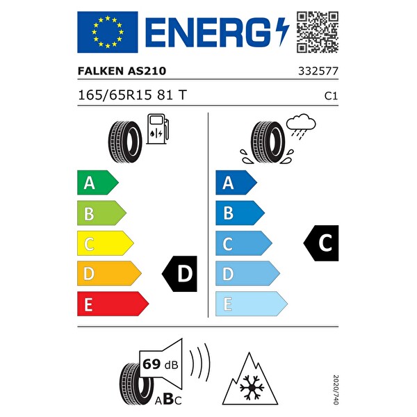 Falken Euroall Season AS210 165/65R15 81T M+S 3PMSF Otomobil 4 Mevsim Lastiği - Üretim Tarihi : 2024