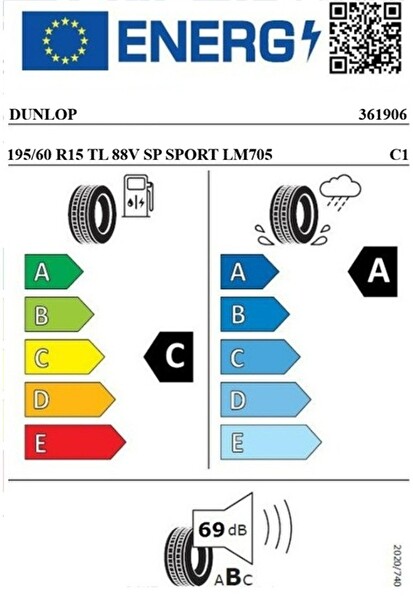 Dunlop 195/60 R15 88V Sp Sport LM705 Oto Yaz Lastiği (Üretim Yılı:2026