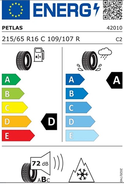 Petlas215/65 R16 C TL 109/107R 8PR Full Grip PT925 Kamyonet Kış Lastiği - Üretim Tarihi : 2022