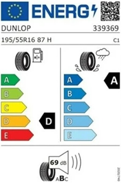 Dunlop 195/55 R16 Tl 87V SP Sport LM705 Oto Yaz Lastiği - Üretim Tarihi : 2026