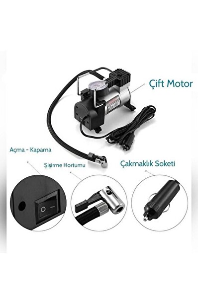 ZHL Tools Metal Gövdeli Oto Lastik Şişirme 12V 140 PSI Hava Kompresörü