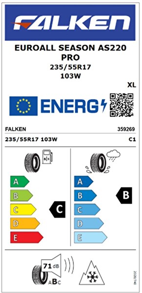 Falken 235/55 R17 TL 103W XL EuroAll Sezon AS220 PRO Oto 4 Mevsim Lastiği - Üretim Tarihi : 2026